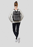 Модний практичний жіночий крутий повсякденний рюкзак зі штучної шкіри чорний, фото 4