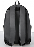 Стильний місткий міський рюкзак сірий чоловічий зі штучної шкіри, фото 2