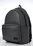 Стильний місткий міський рюкзак сірий чоловічий зі штучної шкіри, фото 3