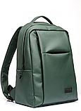 Чоловічий стильний міський рюкзак для підлітка з відділенням під ноутбук зеленого кольору, фото 5