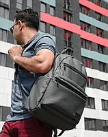 Місткий чоловічий наплічний рюкзак сірий із відділенням під ноутбук, Рюкзак чоловічий прогулянковий