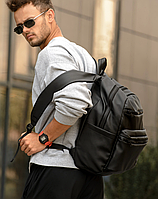 Чоловічий місткий міський рюкзак із відділенням під ноутбук зі штучної шкіри