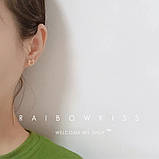 Жіночі сережки сережки зі стразами кот і рибка біжутерія, фото 3