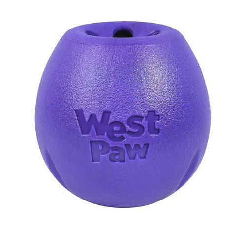 Іграшка для собак м'яч із схованкою для ласощів West Paw Rumbl Large Eggplant (Вест Пав Рамбл)