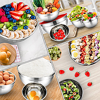 Набір металевих мисок Cooking House з силіконовим дном і кришкою — 4 шт (28-16 см), фото 8