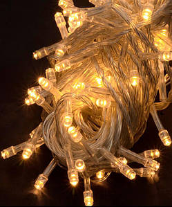 Світлодіодна гірлянда 160 LED класична 5 мм довжина 8.5 метрів з прозорим проводом світло біле тепле (1120-07)