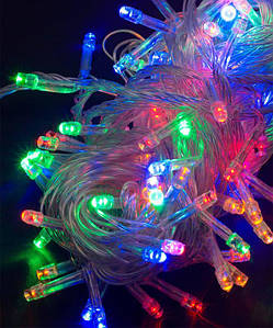 Світлодіодна гірлянда 400 LED класична 5 мм довжина 20 метрів з прозорим проводом світло різнокольорове (1140-01)