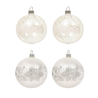 Набір з 4 скляних ялинкових іграшок зі сніжинками