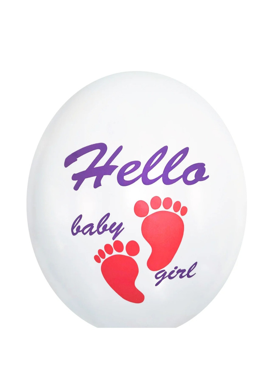 Кулька гелієва латексна 30 см "Hello baby girl"