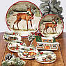 Салатник новорічний із кераміки з малюнком оленя "Зимовий ліс" Certified International, фото 2