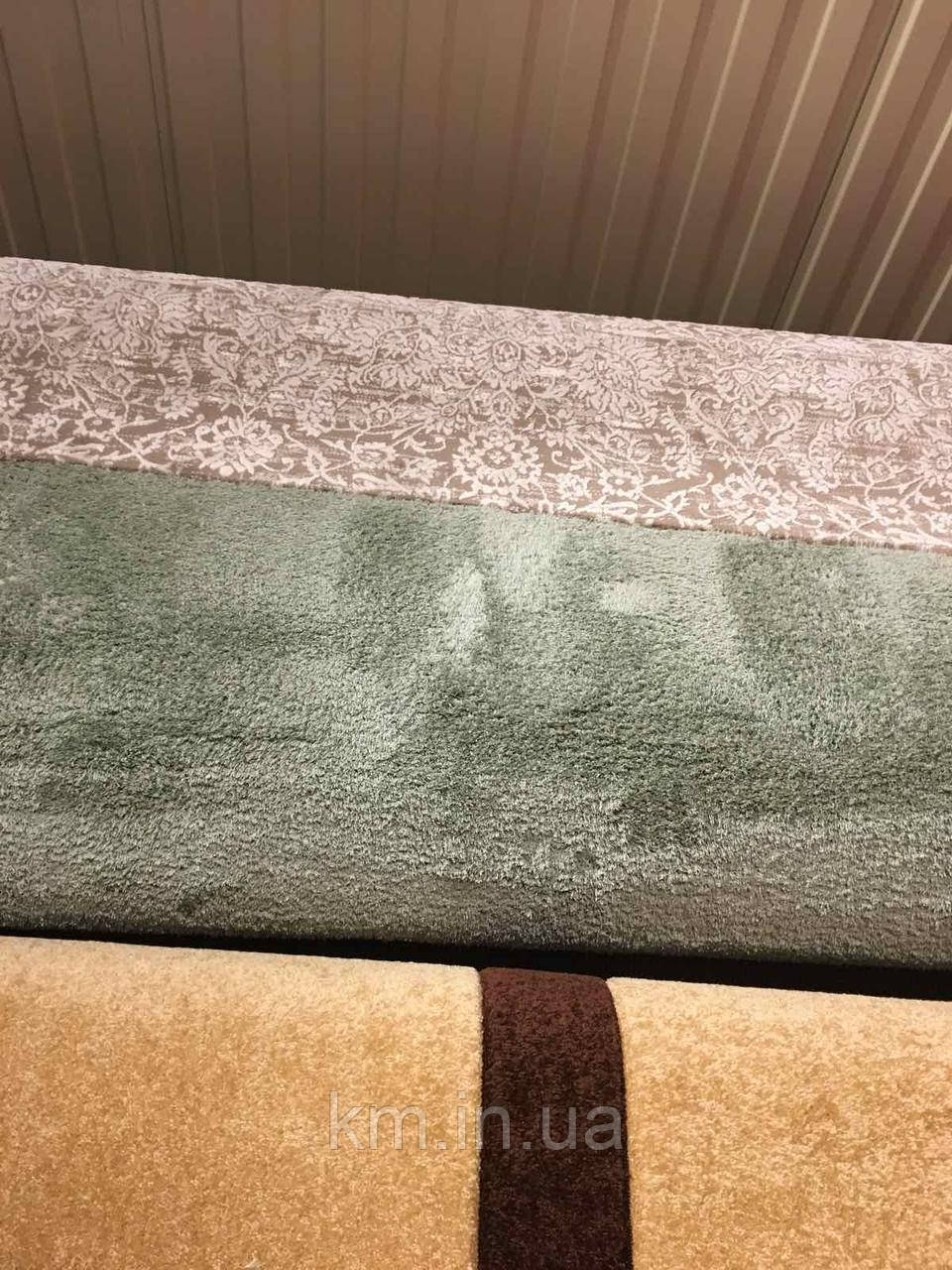 КИЛИМ З ВИСОКИМ ВОРСОМ MICROFIBER 15 СІРО-ЗЕЛЕНИЙ, фото 1