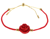 Браслет Xuping Позолота 14K "Красный шнур с вставкой роза" размер на затяжке 11-22см х 1мм