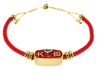 Браслет Xuping Позолота 14K "Красный шнур с декоративной бусиной" размер на затяжке 12-22см х 3мм