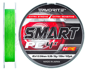 Шнур Favorite Smart PE 4x 150м (салат.) #0.4/0.104 мм 3кг