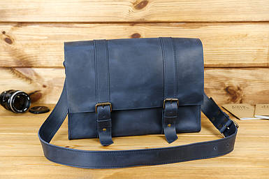 Чоловіча сумка Кемерон з натуральної шкіри колір Синій