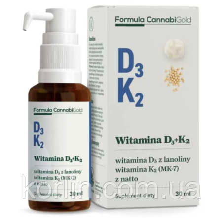 Вітамін Д3 + K2 у конопляній Олії 30 мл HemPoland Formula CannabiGold Vitamin D3 + K2 Польща Доставка з ЄС