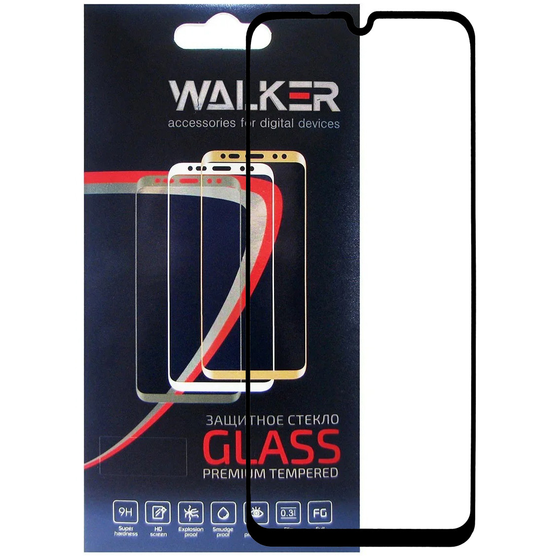 Захисне скло Walker 3D Full Glue для Huawei P Smart S / Y8P Black