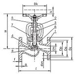 Вентиль сальниковий фланцевий Zetkama Польща чавунний, тип 215А сідловий запірний клапан, DN25 PN16, фото 10
