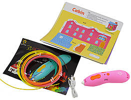 Бездротова низькотемпературна 3D ручка 369.TOYS Pink + трафарети
