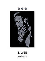 Картина флип-флоп с блестками - портрет из фотографии, размер 50х60 см Silver on black