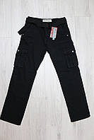 Джинсы мужские карго ровные демисезонные с накладными карманами чёрные 40 размер пояс 110 см Iteno код - 8813 38, 102/51