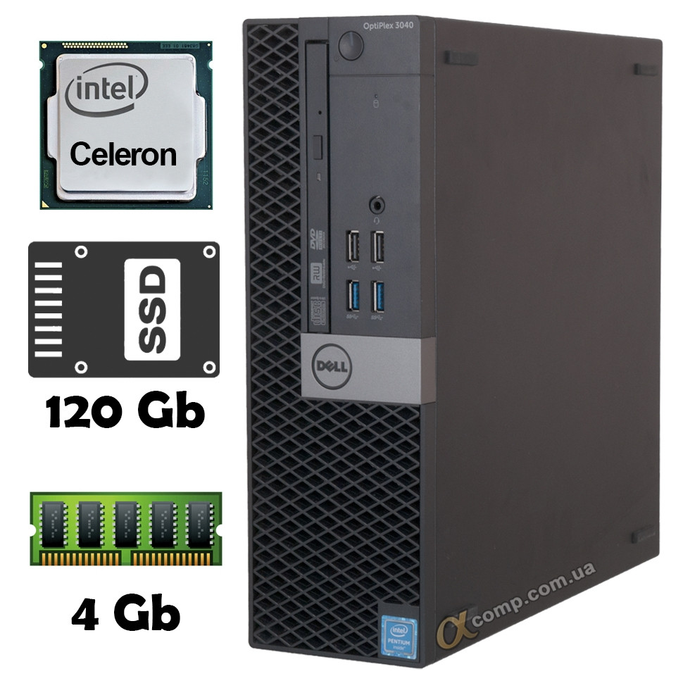 Windowsデスクトップ Dell OptiPlex 3040 SFF Celeron G3900 Dell OptiPlex 3040 (Celeron G3900 4Gb ssd 120Gb) SFF, цена: 3525