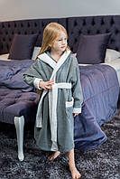 Детский махровый халат, 380 г/м2, серый на 10 л (135-140) унисекс