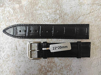 Ремінець для годинника  PREMIUM (іспанська шкіра) 22 мм, сталева бакля