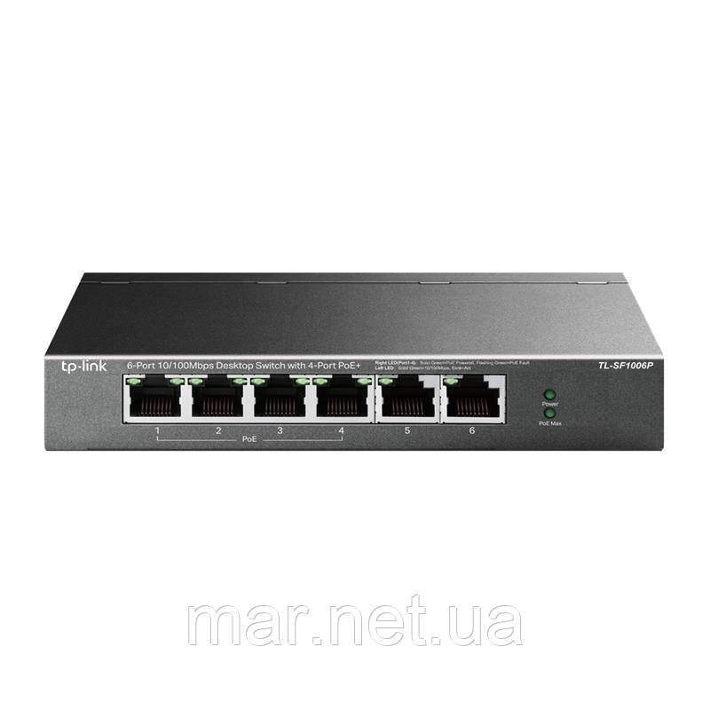 Комутатор TP-LINK TL-SF1006P 6x1FE/4xPoE+ 67W некерований 250м