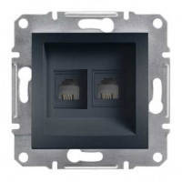 Комп'ютерна розетка Schneider Electric Asfora подвійна RJ45 Кат6 UTP антрацит, фото 1