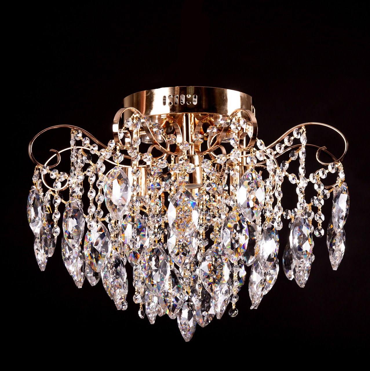 Люстра стельова кришталева золото D540*H400 E27+LED