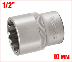 Головка торцева зірочка 10 мм 1/2" дванадцятигранна Yato YT-1462