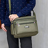 Чоловіча сумка через плече нейлонова Барсетка нейлонова Чоловіча сумка для документів планшет Чорна, фото 5