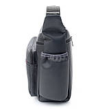 Чоловіча сумка через плече нейлонова Барсетка нейлонова Чоловіча сумка для документів планшет Чорна, фото 4