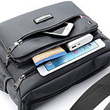 Чоловіча сумка через плече нейлонова Барсетка нейлонова Чоловіча сумка для документів планшет Чорна, фото 2