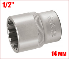 Головка торцева зірочка 14 мм 1/2" дванадцятигранна Yato YT-1466