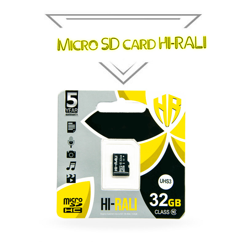 Карта пам'яті 32 гб MicroSDHC "Hi-Rali" UHS-3, пам'ять для телефону, фотоапарата micro sd card Class 10
