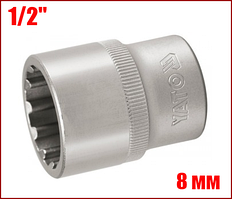 Головка торцева зірочка 8 мм 1/2" дванадцятигранна Yato YT-1460