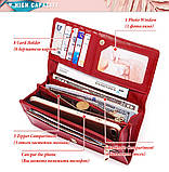 Гаманець жіночий з натуральної шкіри. Жіноче Портмоне. Шкіряний жіночий гаманець клатч Червоний, фото 6