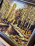 Картина пейзаж з бурштину "Річка серед беріз", фото 4