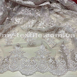 Тканина Гіпюр набивний стрейч Світло-сірий