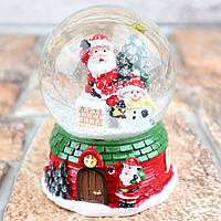Шар стеклянный со снегом внутри и фигуркой новогодний 10 см Санта Клаус (Настоящие фото)