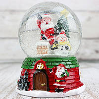 Шар снежный стеклянный новогодний сувенир 10 см красный новогодняя статуэтка (Живые фото)