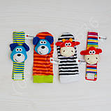 Розвиваючі браслети та шкарпетки брязкальця Sozzy (набір 4 штуки) ОРИГІНАЛ "теля і щеня", фото 2