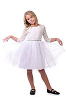 Нарядное модное платье для девочки в белом цвете 134р.