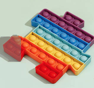 Антистрес іграшка Pop It квадратний Пазл пупирка веселка 5068 ID 4156911