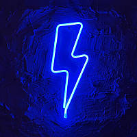 Настенный декоративный неоновый светильник-ночник Молния Decoration Lamp Flash (35х15 см) - Синий