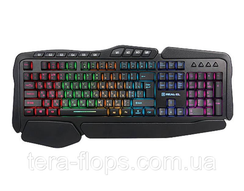 Клавіатура REAL-EL Gaming 8900 RGB Macro Black USB (D)