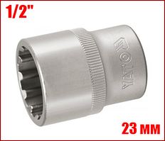 Головка торцева зірочка 23 мм 1/2" дванадцятигранна Yato YT-1475