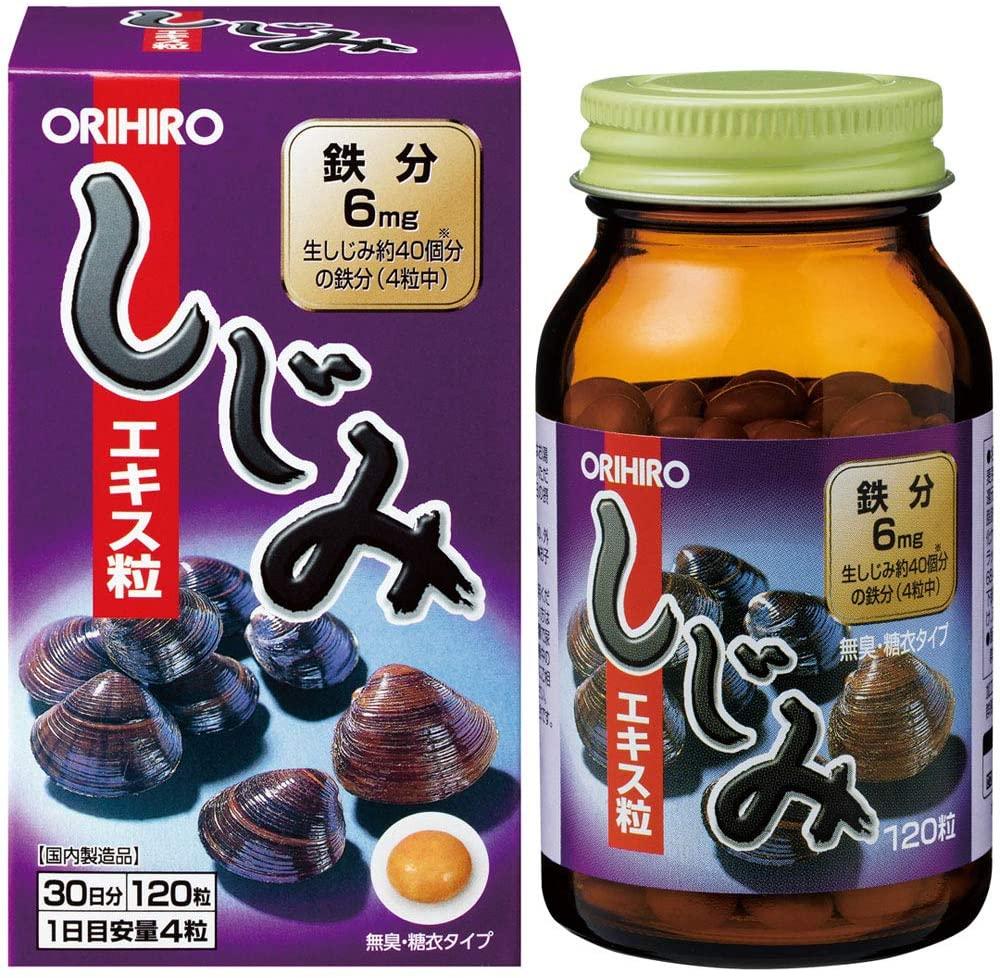 Orihiro Shijimi Clam Extract прісноводних молюсків Corbicula з високим вмістом амінокислот, 120 таблеток на 30 днів, фото 1